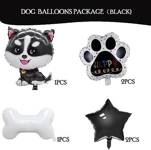 6pcs Cute Husky Dog Balloons for Birthday Decorations