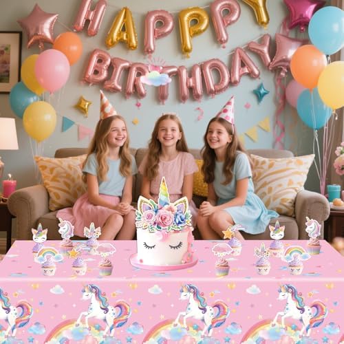 4 Pack Unicorn Tablecloths for Birthday Parties