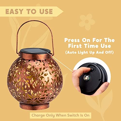 JOIEDOMI 2 Pack Solar Hanging Lanterns for Outdoor Use