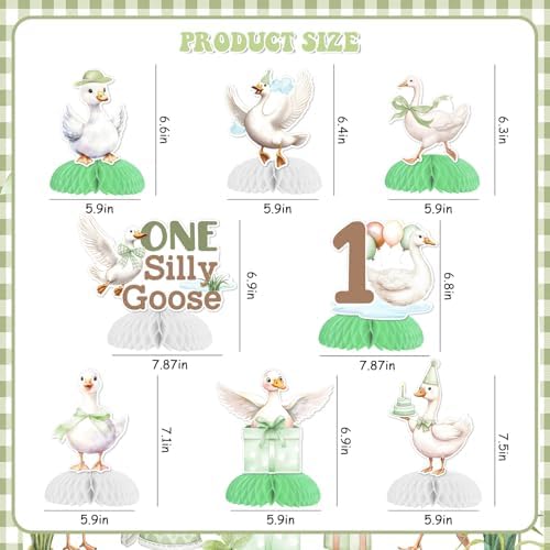 8Pcs Silly Goose Honeycomb Centerpieces 1st Birthday Decorations