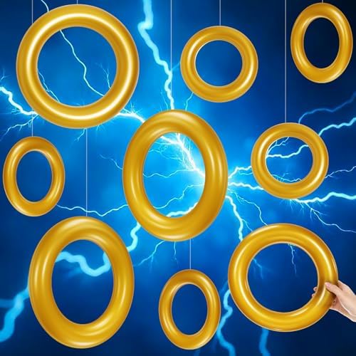 12 Pcs Cartoon Inflatable PVC Gold Rings Balloons