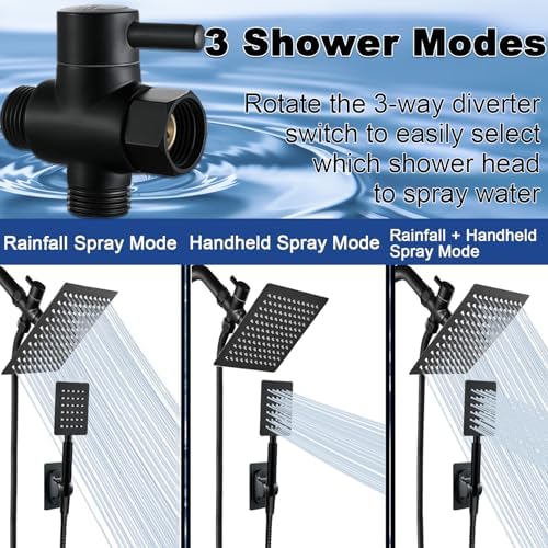 Black Shower Head and Handle Set All Metal