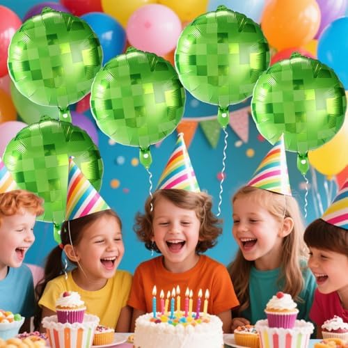 8pcs Pixel Balloons 18 Inches Green Party Decorations