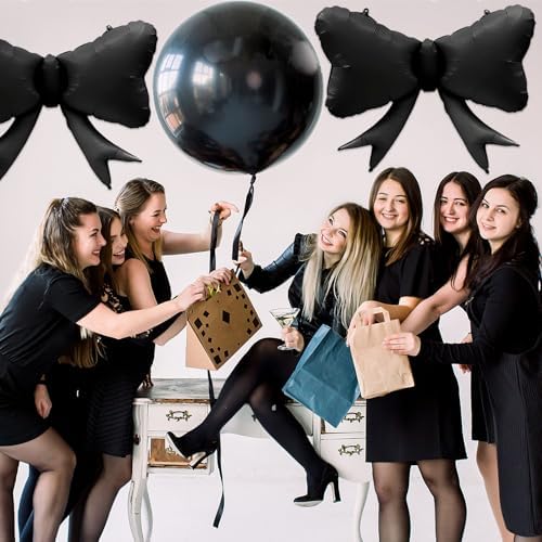 3 Piece Black Bow Balloons for Party Decorations