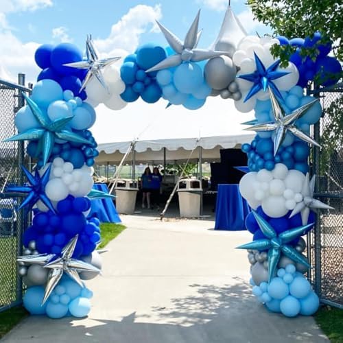 Blue Star Balloons 12 Pack for Birthday Party Decor