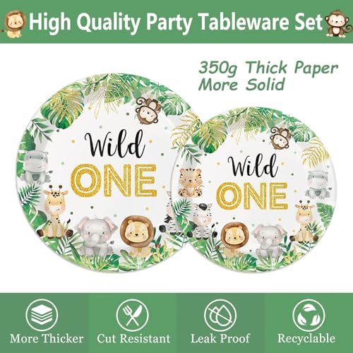 Jungle Safari Baby Shower Tableware Set for 24 Guests