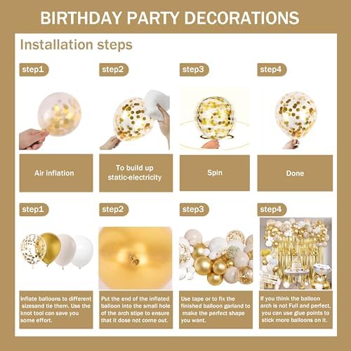 Engagement Party Decor Kit Gold White Balloons