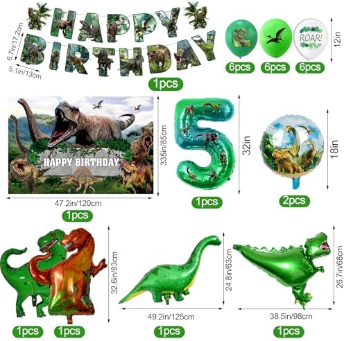 Dinosaur 5th Birthday Decorations Set