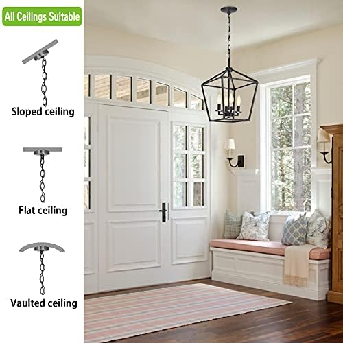 Untrammelife 4 Light Black Lantern Pendant Light