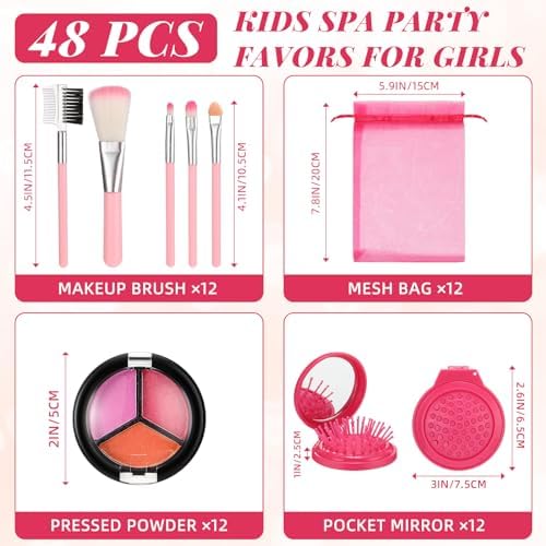 12 Sets Kids Spa Party Supplies for Girls Rose Red