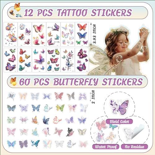 144 Pcs Butterfly Party Favors Set for Kids