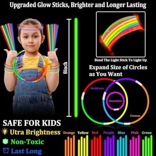 TURNMEON 960 Pack Ultra Bright Glow Sticks