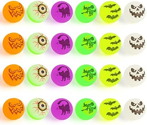 FINGOOO 24Pcs Halloween Bouncy Balls Glow in the Dark Party Favors