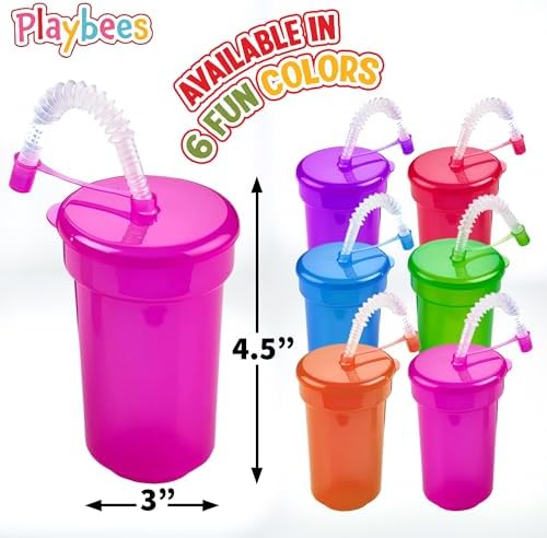 12 Pack Neon Sipper Cups 6 Oz Spill Proof