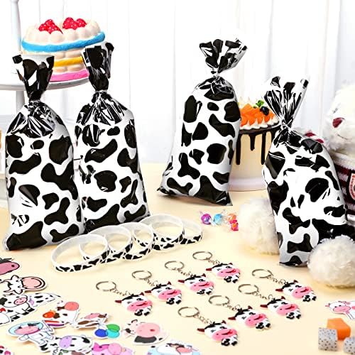 Chunful 148 Pcs Cow Party Favors with Keychains and Stickers