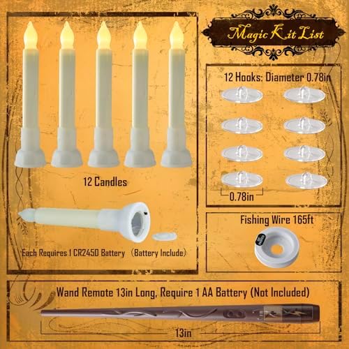 Homemory 12 Pcs Floating Flameless Candles with Wand Remote