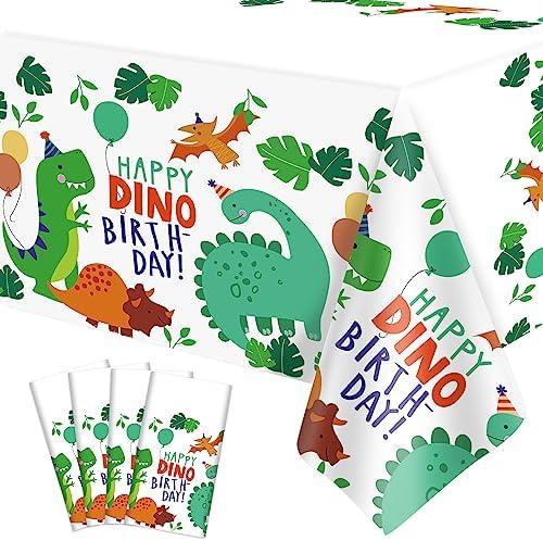 4 Pack Dinosaur Tablecloths for Birthday Party Decorations