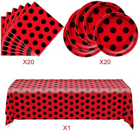 Ladybug Party Tableware Set 20 Plates 20 Napkins Tablecloth