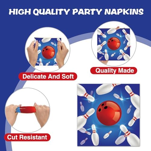 Bowling Themed Paper Napkins - 40PCS for Parties