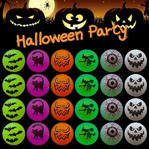 FINGOOO 24Pcs Halloween Bouncy Balls Glow in the Dark Party Favors