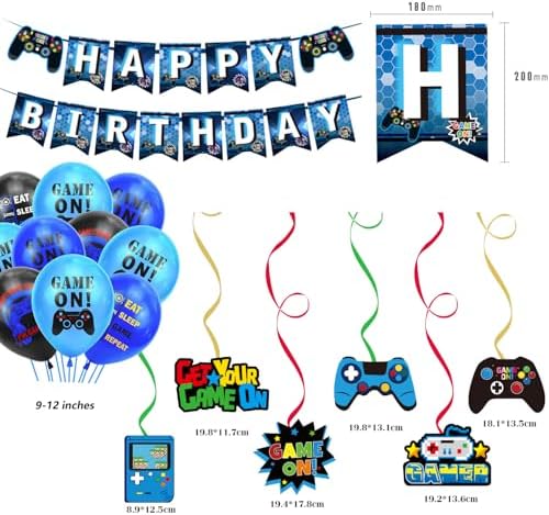 GARDELF Video Game Birthday Party Decor Set Blue