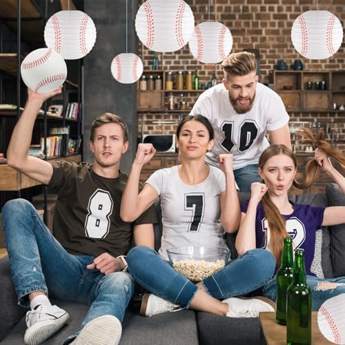 Baseball Party Decorations White Hanging Paper Lanterns Pack of 10