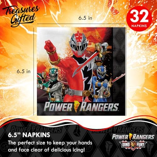 Treasures Gifted Power Rangers Party Napkins - Pack of 32