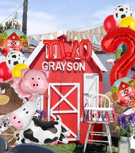 Farm Animal Walking Balloons 2nd Birthday Decor 14 Pcs