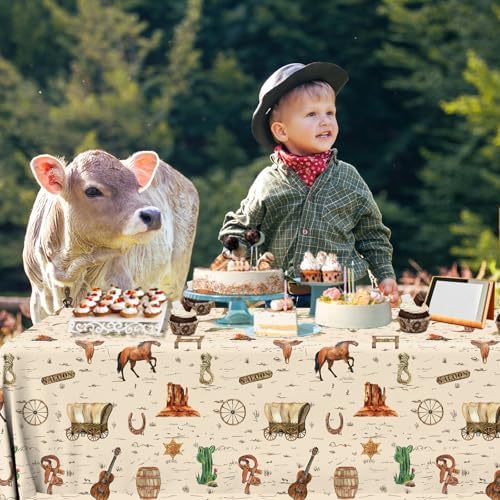 Western Cowboy Party Tablecloth Set 3 Pcs