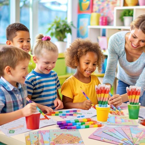 BenLouis 24 Mini Coloring Books with Stacking Crayons
