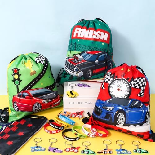 Winrayk Race Car Party Favors with Drawstring Bags and Glow Stickers