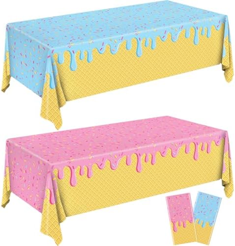REDWORD Ice Cream Tablecloths 2PCS for Birthday Celebrations