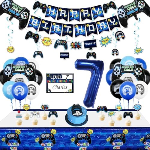 Video Game Party Decorations 7th Birthday Set for Boys