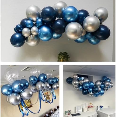FunHot Navy Blue and Silver Balloons Party Decor Set