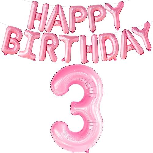 KatchOn Light Pink Number 3 Balloon Pack of 2 40 Inch