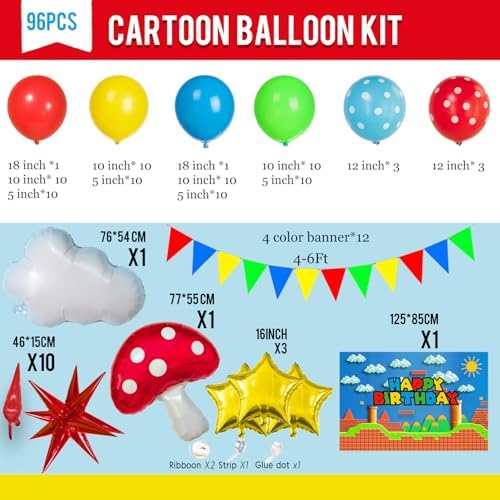 Super Bros Party Decorations Balloon Arch Kit