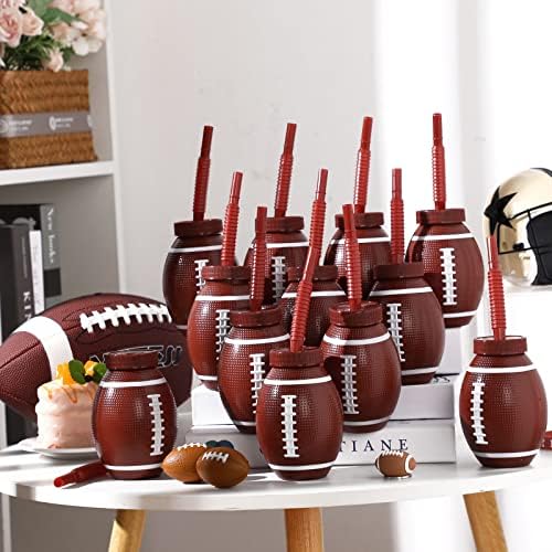 Sawysine 12 Piece Football Cup Set with Straws and Lids
