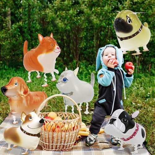 6 Pcs Dog Cat Walking Balloons Party Decorations