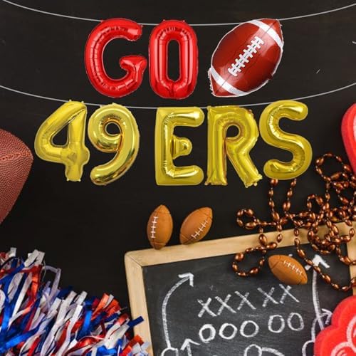GO 49ERS Foil Balloons Banner Football Party Decor