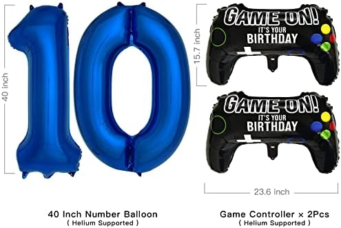 Navy Blue Game On Balloon Set Boys 10th Birthday Decorations