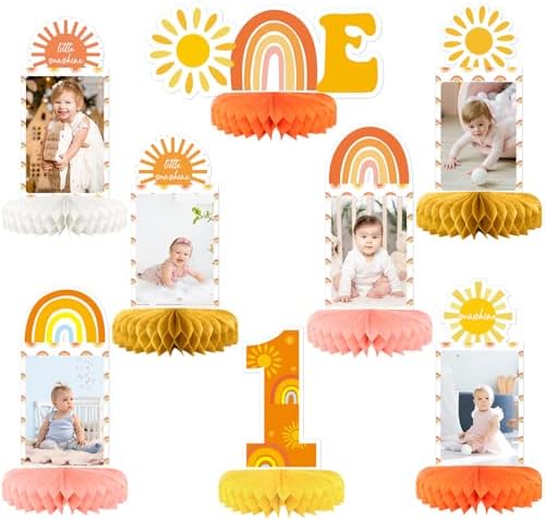 Boho Sun Photo Honeycomb Centerpieces for Baby Birthday Decorations