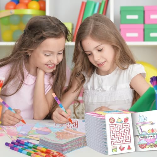 BenLouis 24 Mini Coloring Books with Stacking Crayons