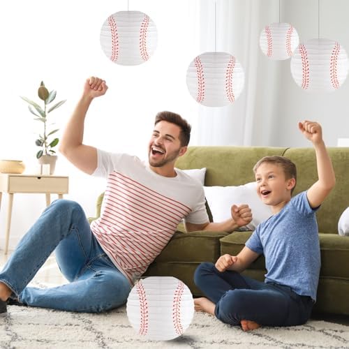 Baseball Party Decorations White Hanging Paper Lanterns Pack of 10