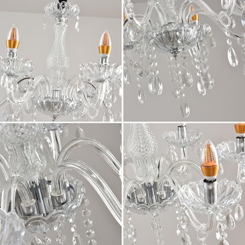 Crystal Candle Chandelier 6 Lights Pendant Light Fixture
