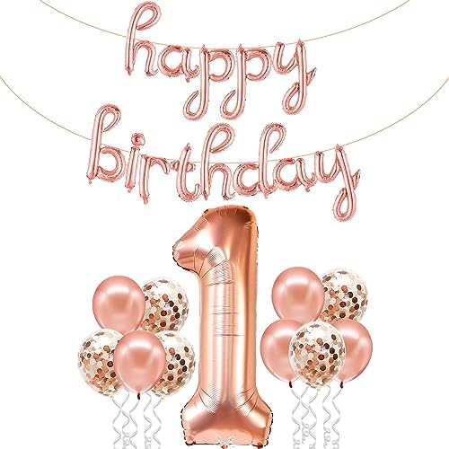 KatchOn Rose Gold 1 Balloon Banner Pack of 12