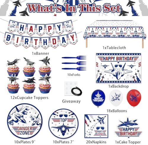 Heidaman Air Force Birthday Decorations Set
