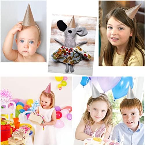 NUOBESTY 12pc Glitter Cone Party Hats with Ribbons