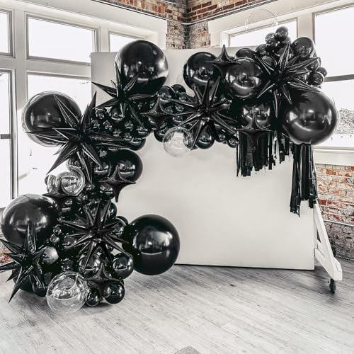Black Star Balloons Set 6Pcs 22Inch 10Pcs 10Inch