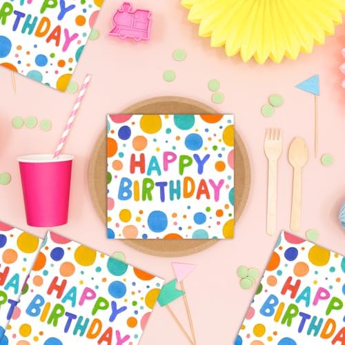 50PCS Happy Birthday Paper Napkins for Parties and Events
