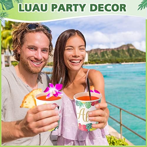 Hoolerry 60 Piece Tropical Luau Cups Aloha Party